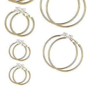 NEW Gold Clip On Hoop Earrings
